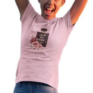 The Blind Medium | Leave Me Alone perfume graphic Pink Crew Neck Short Sleeve T